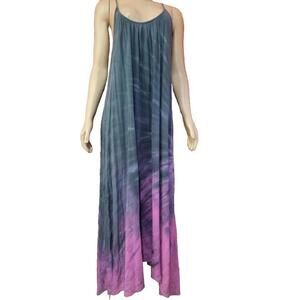 9seed Tulum Tie Dye Cotton Gauze Cover Up Maxi Dress One Size #H
